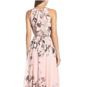 Eliza J Chiffon Pink Floral Maxi Dress